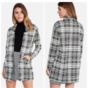 Express black and white plaid sweater blazer nwot